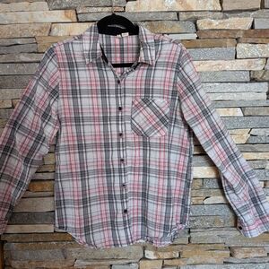 Womens Plaid Shirt - Black, White, and Pink